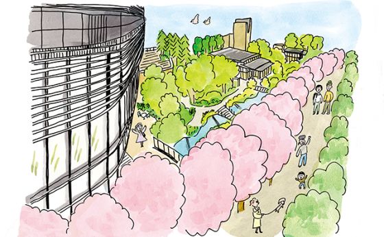 待ち遠しい！赤坂インターシティAIRの桜並木［溜池山王で、春さんぽ］