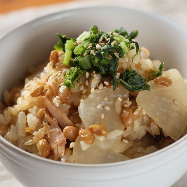 好きな人も、ニガテな人も！毎日納豆レシピ⑤～ツナと大根の炊き込み納豆混ぜごはん